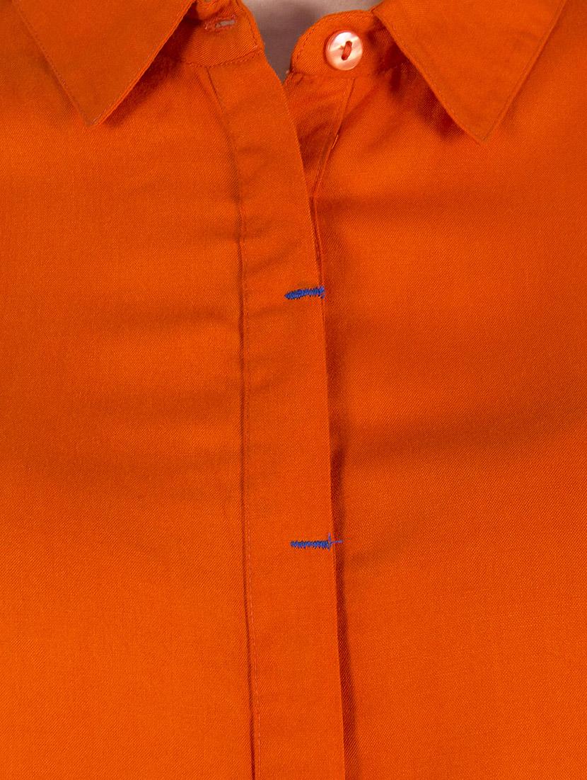 orange viscose regular shirt - 14046591 - Standard Image - 3