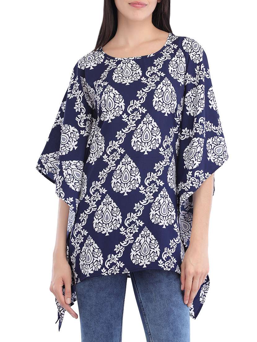 round neck printed kaftan top - 14049041 - Zoom Image - 0