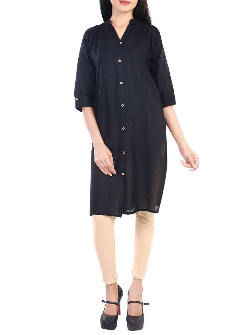 black cotton straight kurta