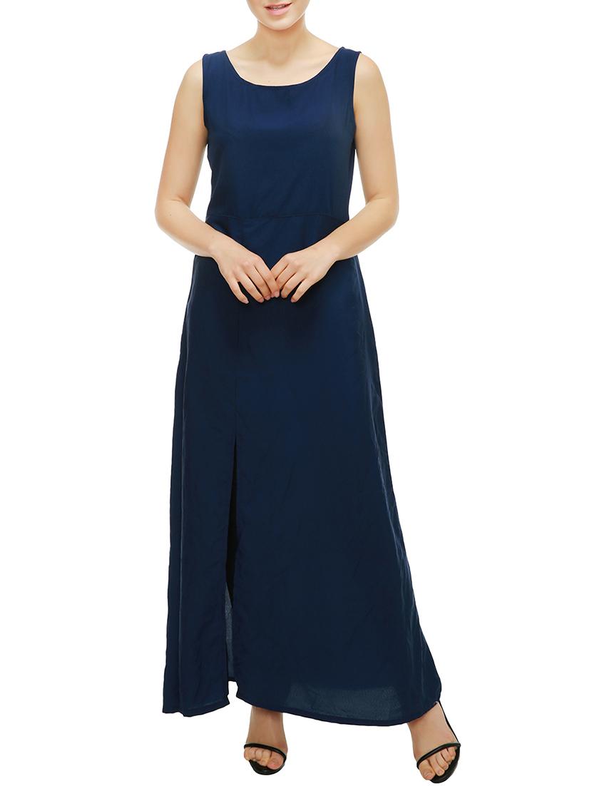 navy blue solid crepe tunic - 14050872 -  Zoom Image - 0