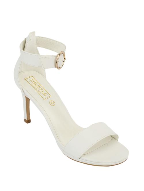 white faux leather ankle strap sandals - 14051908 - Standard Image - 0
