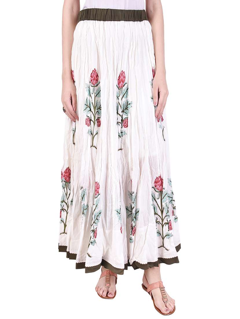 long rose bunch' printed cotton skirt