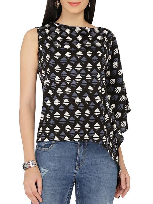 crew neck asymmetric top - 14063927 - Standard Image - 0