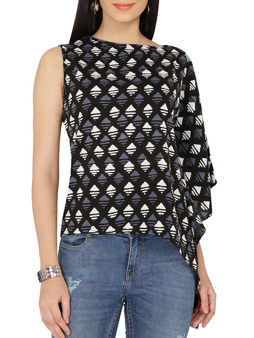 crew neck asymmetric top - 14063927 - Zoom Image - 0