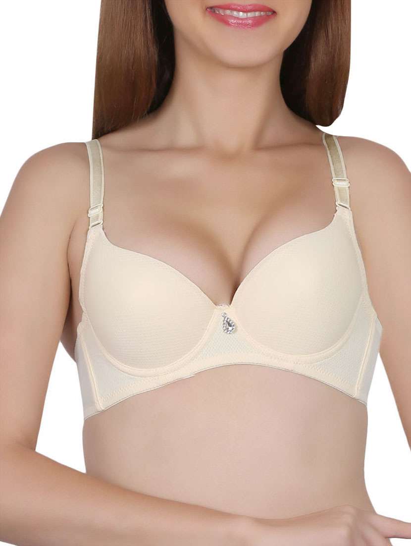 solid beige push up bra
