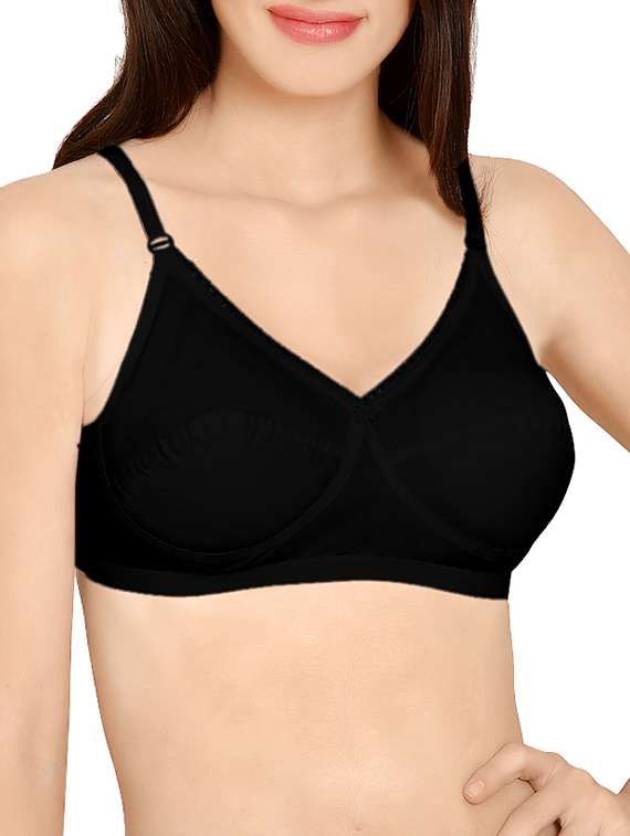 black cotton regular bra
