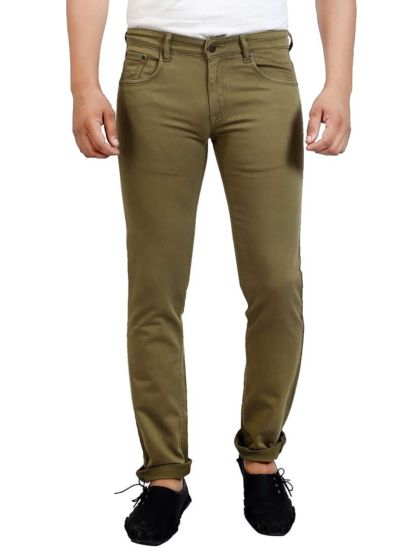 green denim plain  jeans