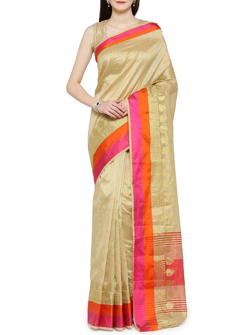beige bordered saree with blouse