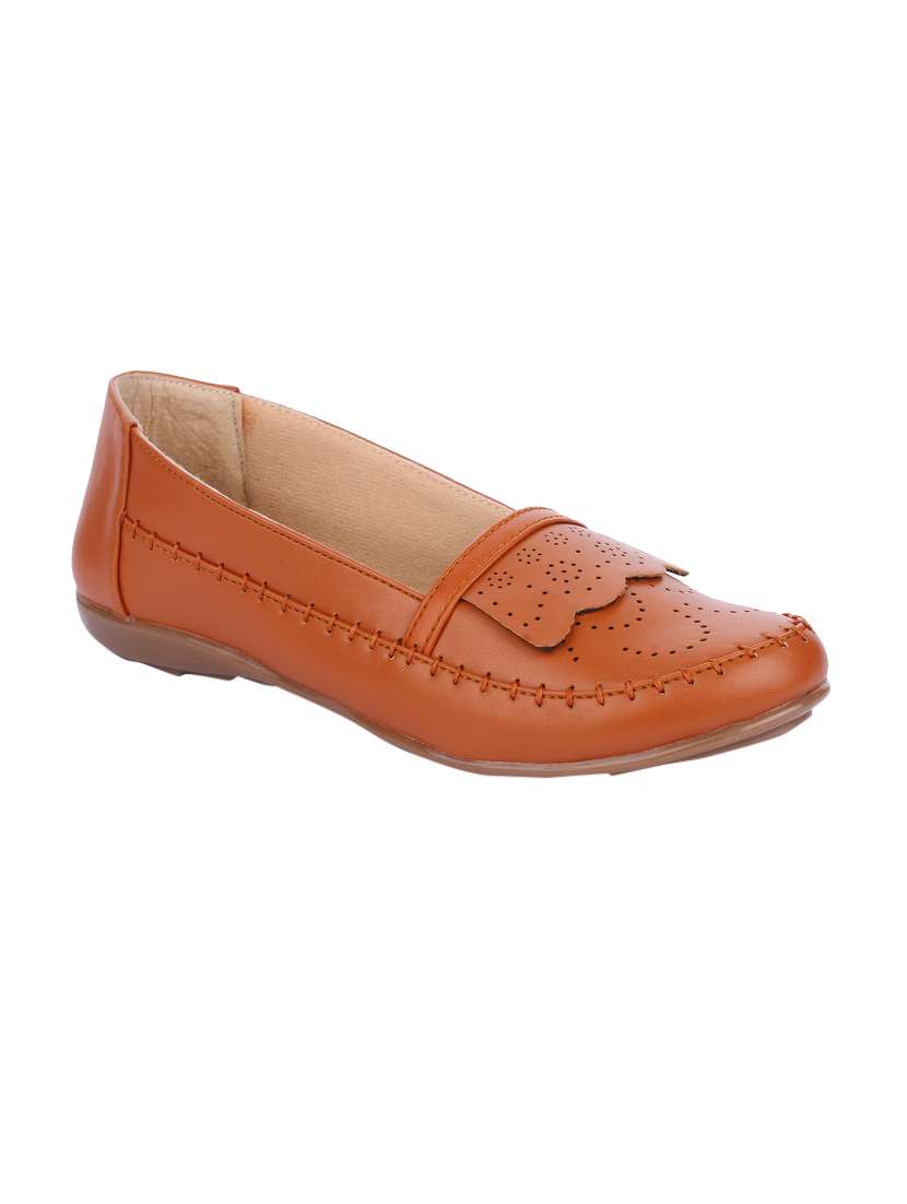 tan faux leather slip on loafers
