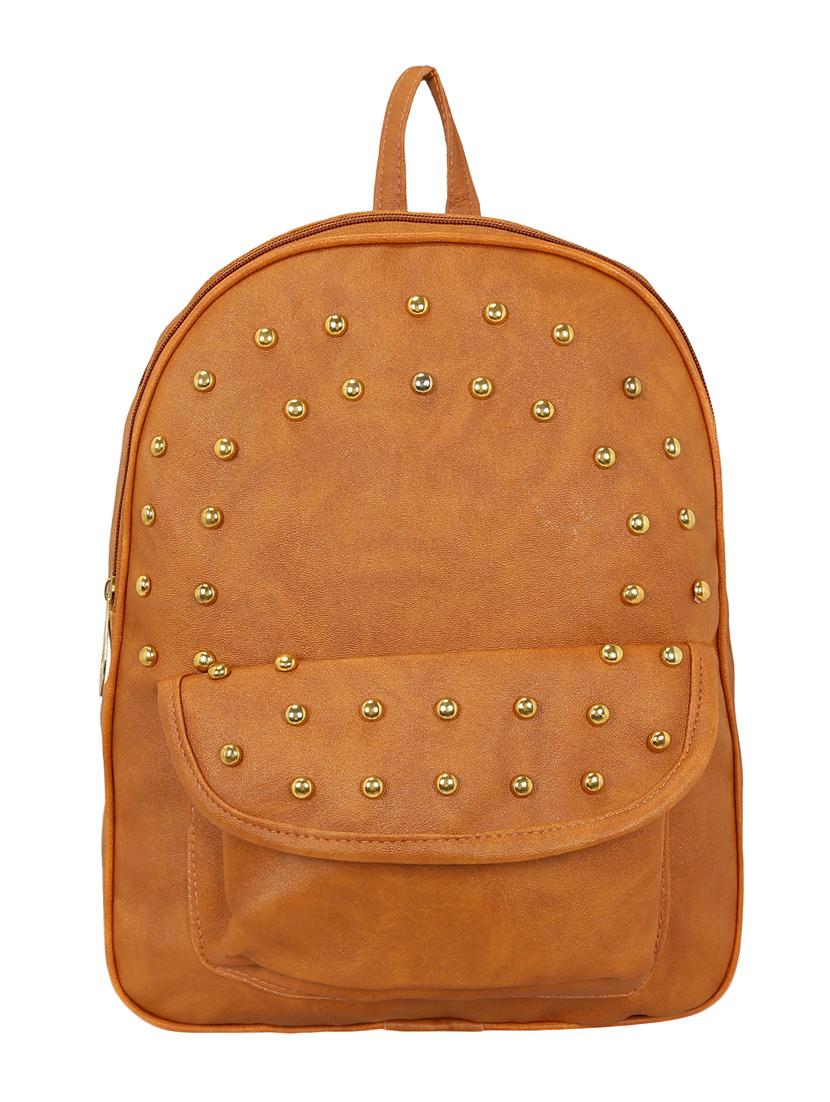 tan leatherette fashion backpack - 14082317 - Zoom Image - 0