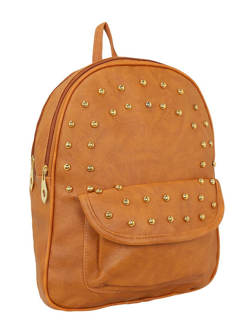 tan leatherette fashion backpack - 14082317 - Standard Image - 3