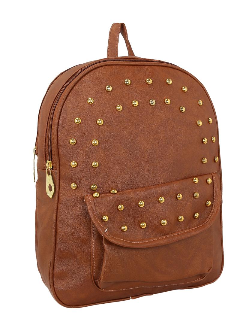 brown leatherette fashion backpack - 14082319 - Standard Image - 3