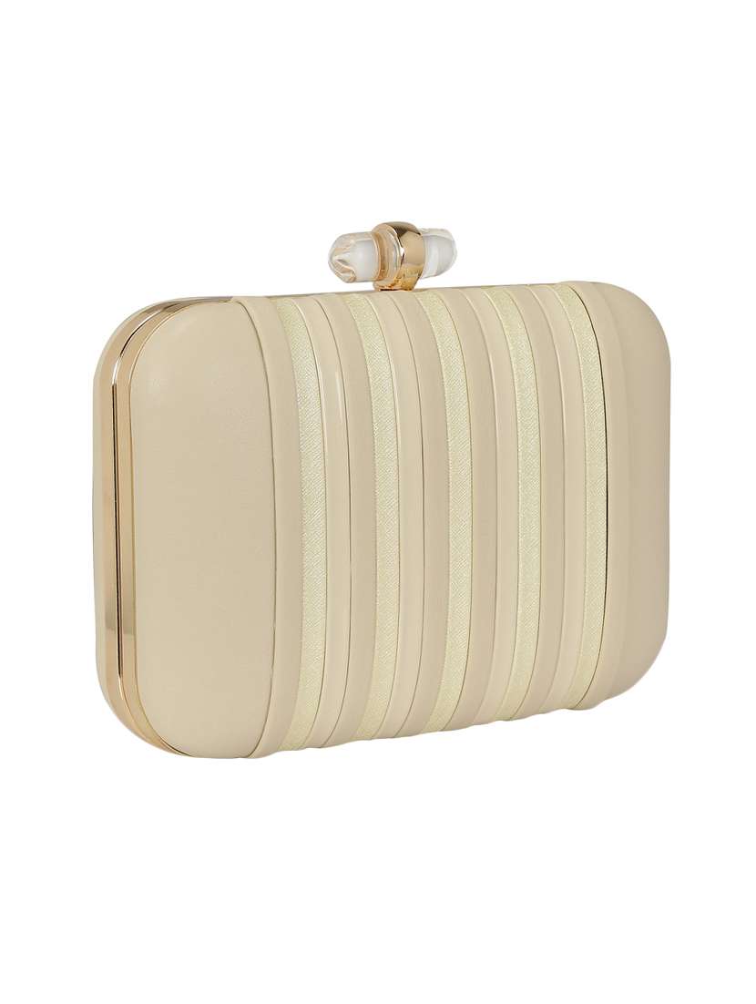 beige metal box clutch - 14082335 -  Standard Image - 3