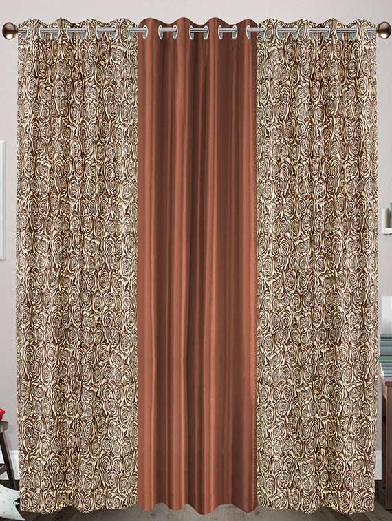 Buy Set Of 3 Polyester Eyelet Window Curtain By Dekor World For