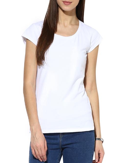 white cotton blend regular tee - 14082669 - Standard Image - 0