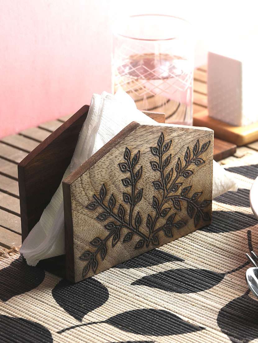 vareesha hand made flowery vine wooden tissue holder