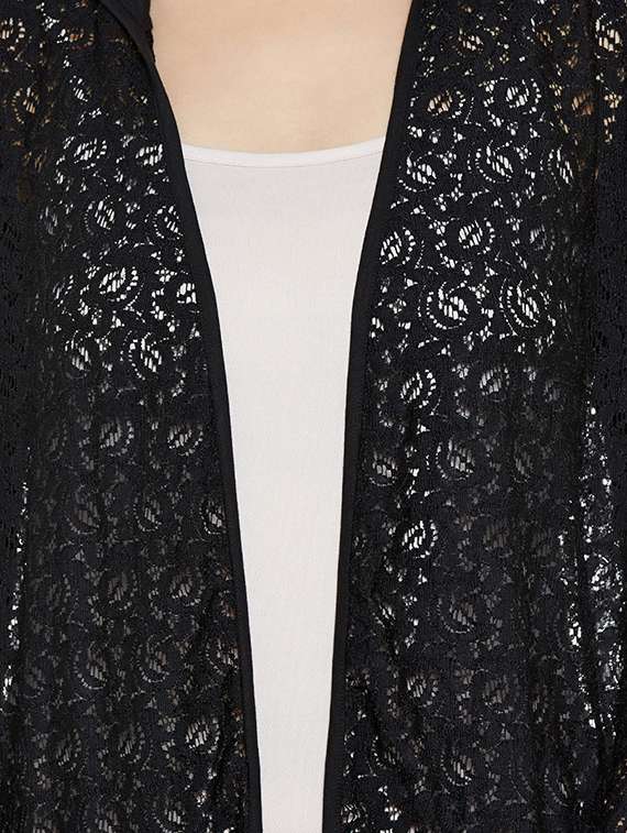 long sleeved laced hooded shrug  - 14088404 -  Standard Image - 3