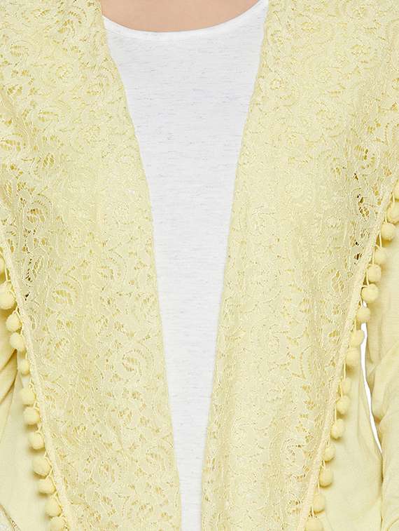 pom pom lace asymmetric shrug  - 14088408 -  Standard Image - 3
