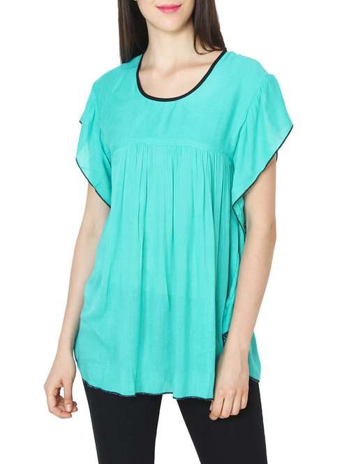 solid blue crepe top - 14093200 - Standard Image - 0