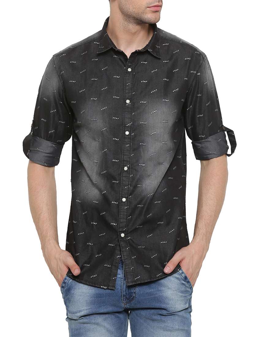 black denim casual shirt