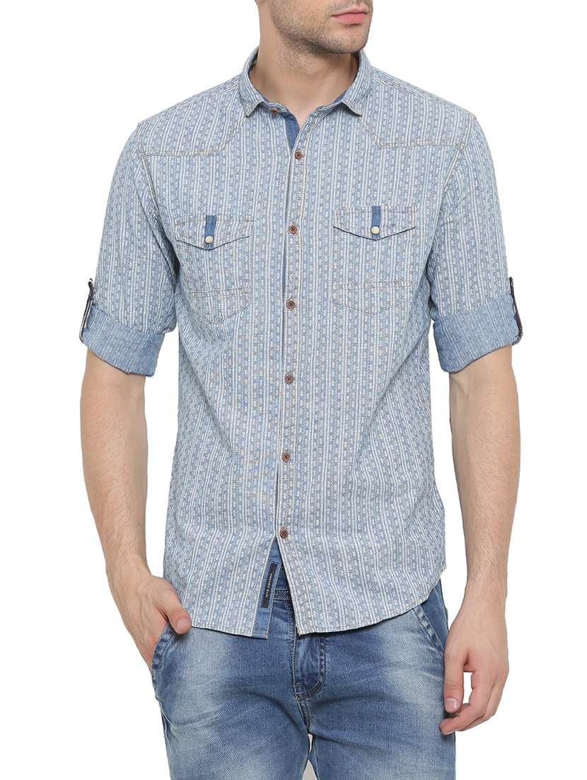 light blue denim casual shirt