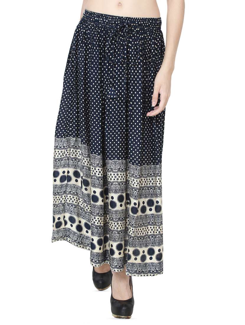 black printed viscose skirt