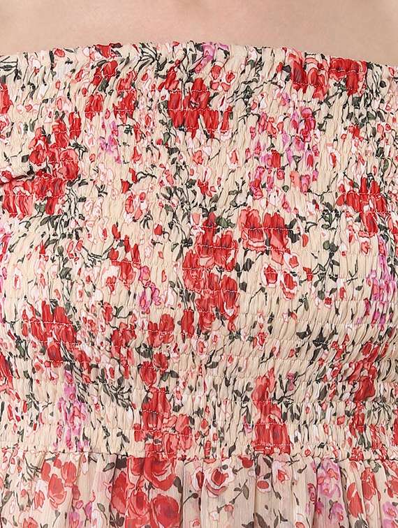 pink floral georgette asymmetric dress - 14094273 -  Standard Image - 3