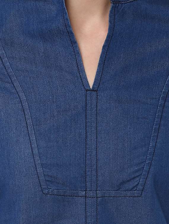 women's straight mandarin neck top - 14094361 -  Standard Image - 3