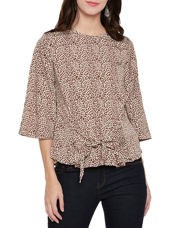brown animal printed top - 14096312 -  Zoom Image - 0