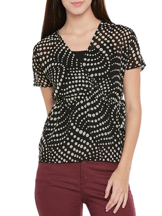 tie up waist surplice top - 14096319 - Zoom Image - 0