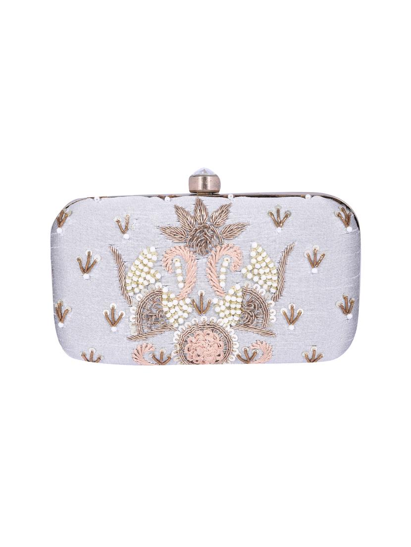 grey metal clutch - 14098061 - Standard Image - 3