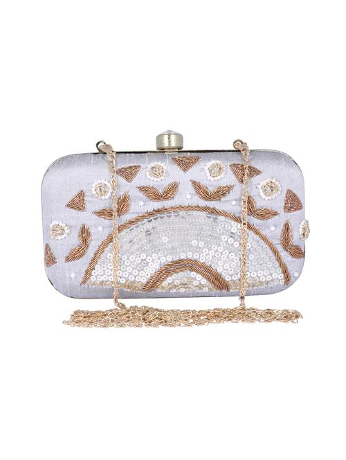 grey metal clutch - 14098065 - Standard Image - 0