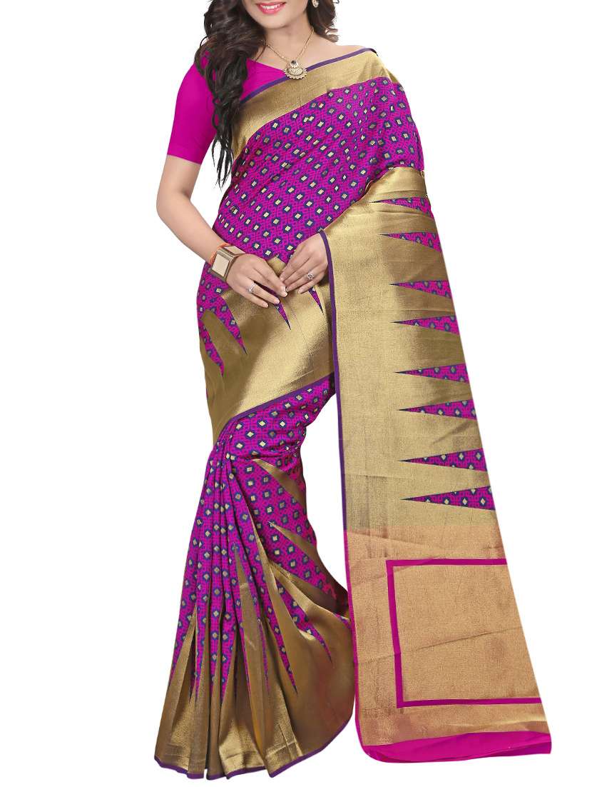 magenta silk banarasi saree with blouse