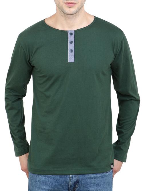 olive green cotton t-shirt - 14102666 - Standard Image - 0