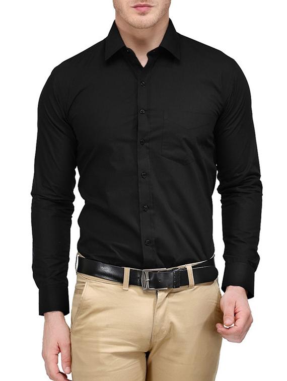 black cotton casual shirt - 14103641 -  Zoom Image - 0