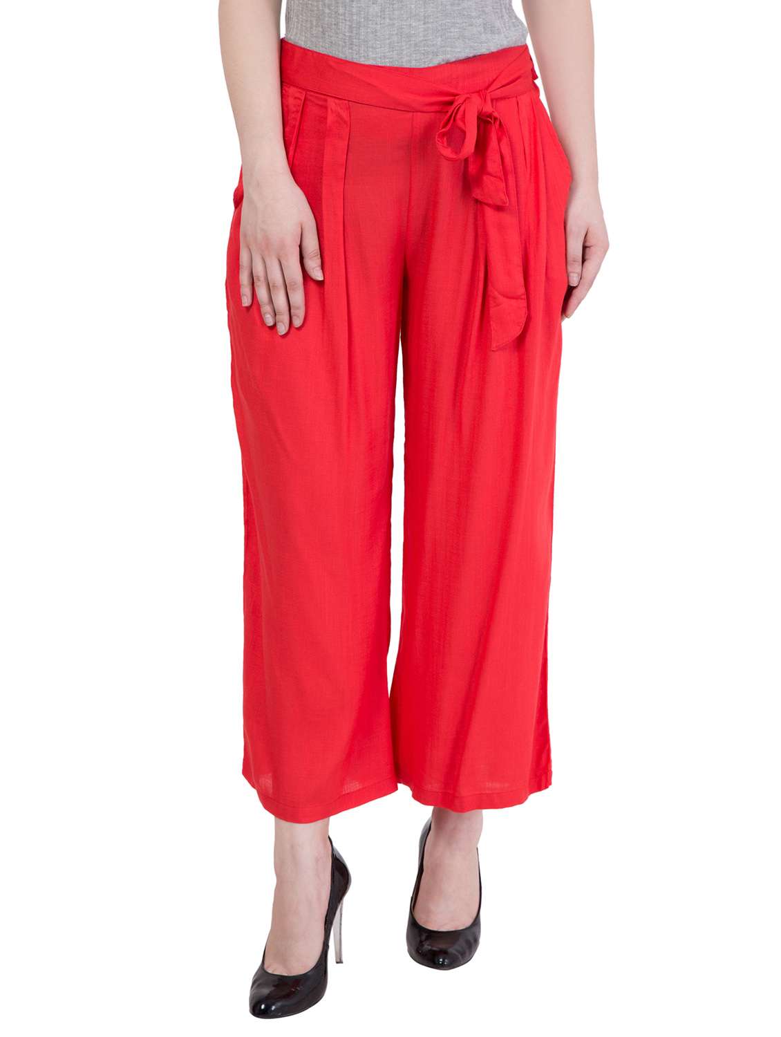 solid red rayon palazzo