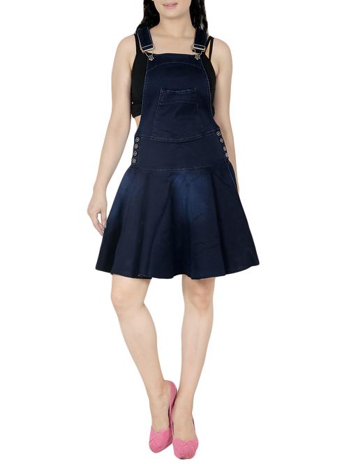 navy blue denim dungree dress - 14109754 -  Standard Image - 0
