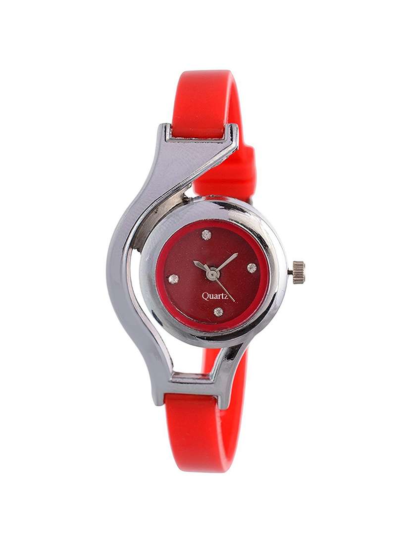 jay creation silicone strap red watch