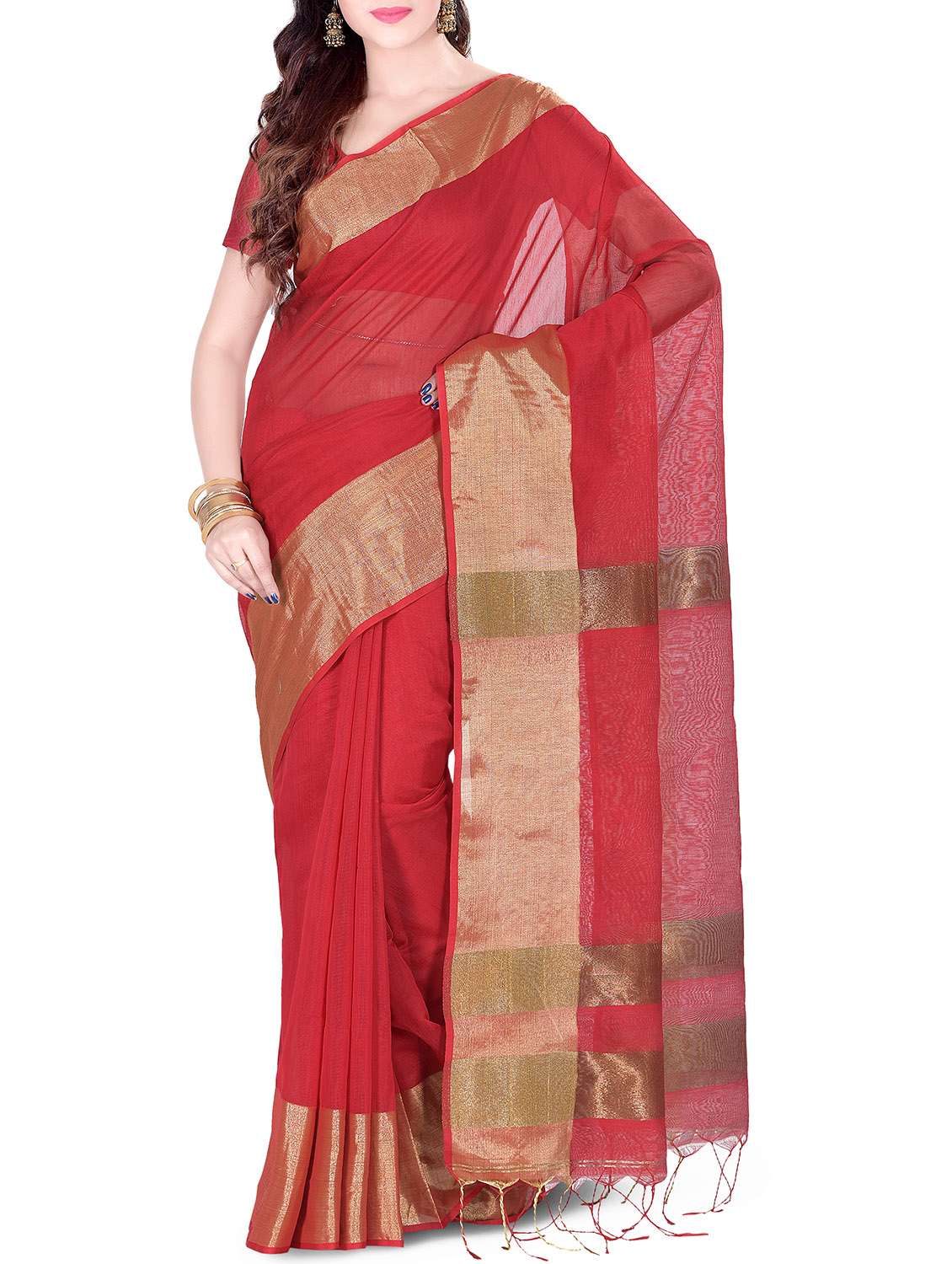 red silk bordered saree with blouse