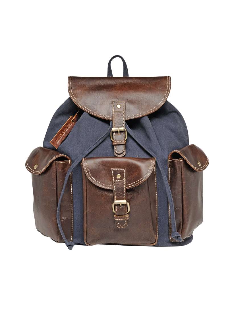 marine blue canvas backpack