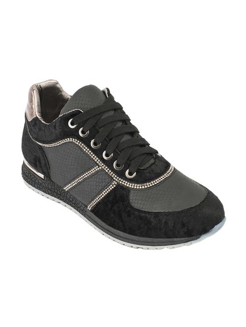 black faux leather laceup casual shoes - 14117741 -  Standard Image - 0