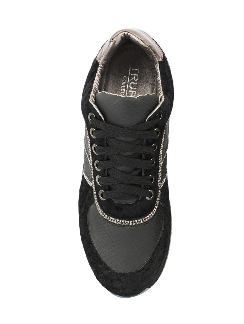 black faux leather laceup casual shoes - 14117741 - Standard Image - 3
