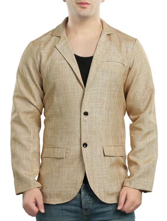 beige cotton casual blazer