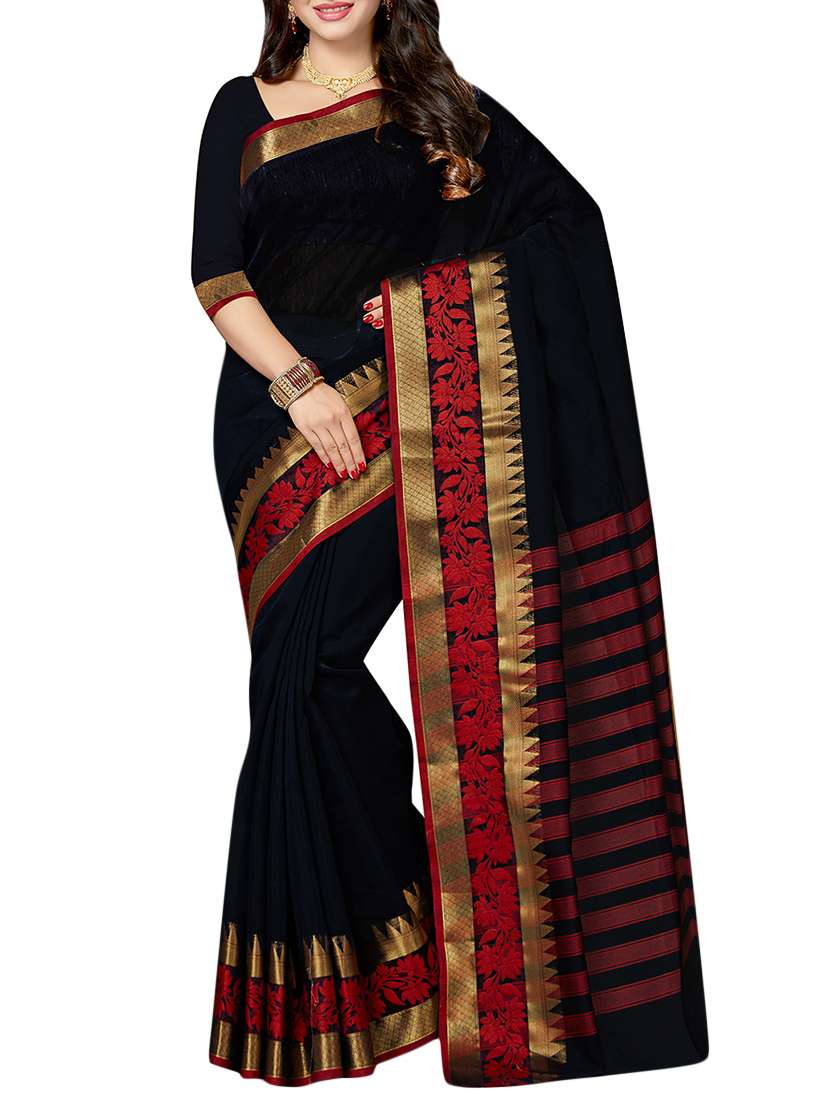 black bordered chanderi saree with blouse