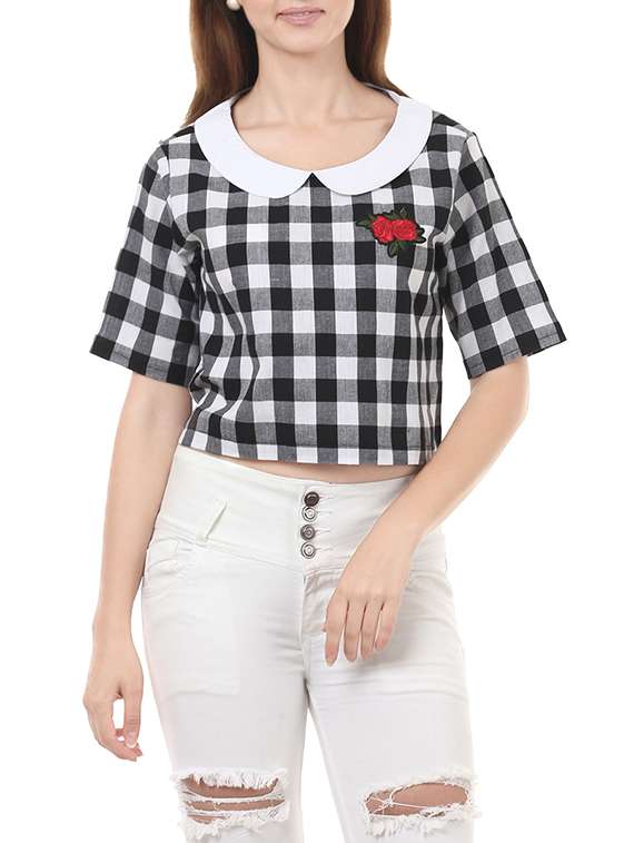peter pan checkered crop top