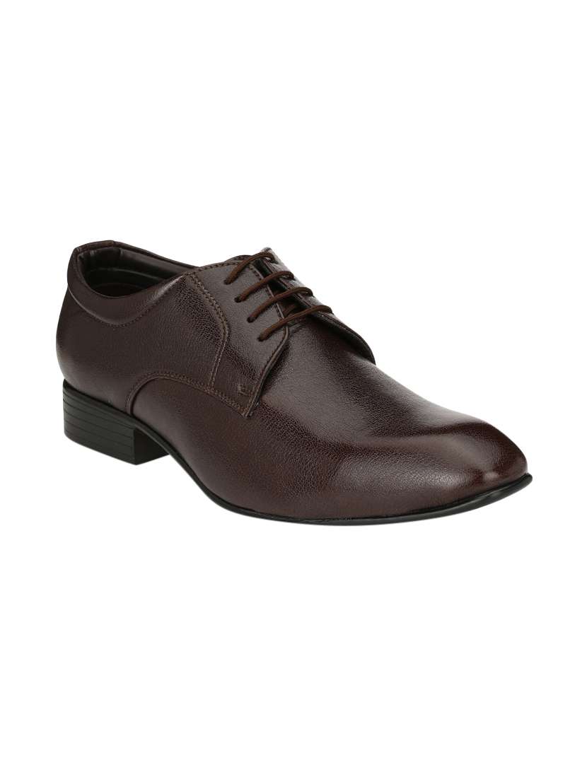brown leatherette formal lace-up derby
