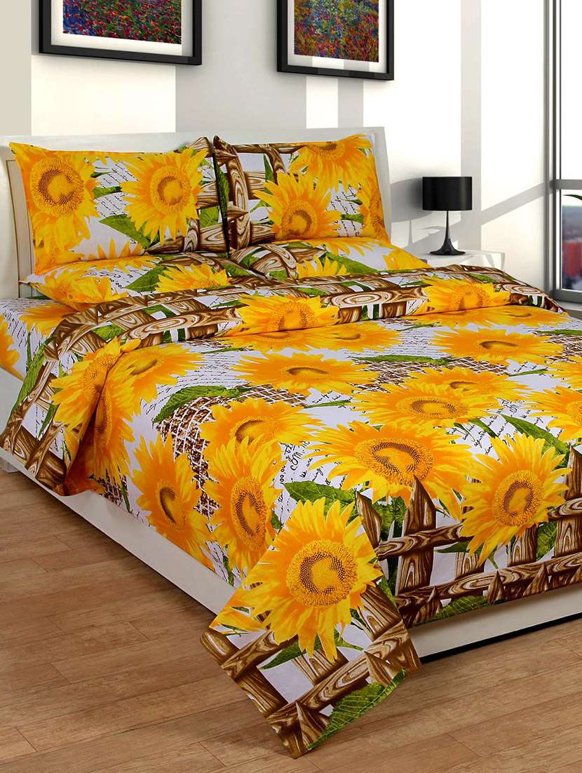 super fine indian 100% cotton double bed sheets & 2 pillow covers by impression hut