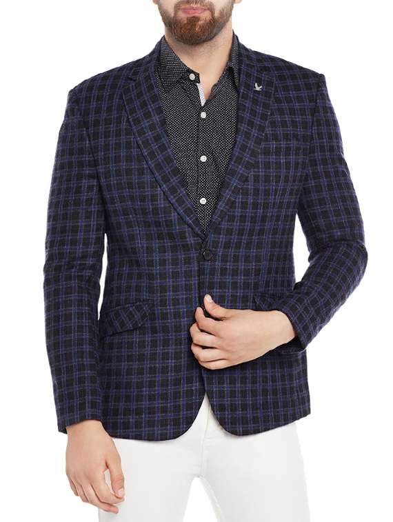 blue wool & polyester blend casual blazer - 14127331 - Zoom Image - 0