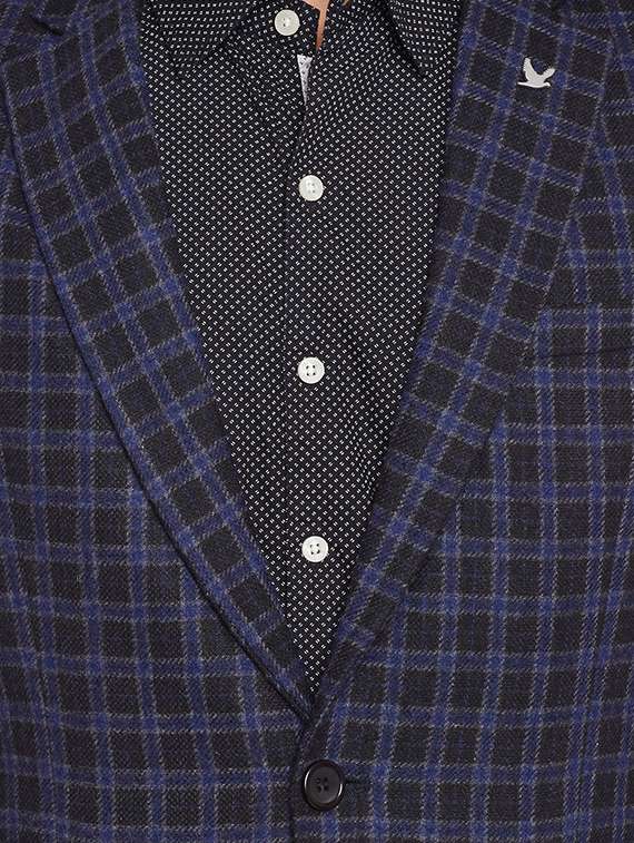 blue wool & polyester blend casual blazer - 14127331 - Standard Image - 3