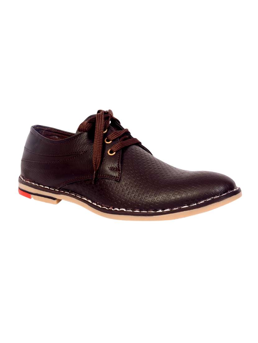 brown leatherette lace up shoe